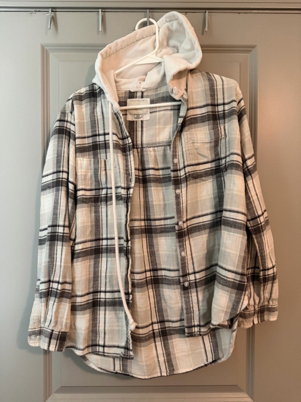 American Eagle Outfitters Beige and Brown Plaid Shirt